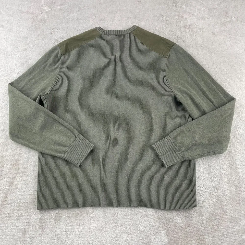 Banana Republic Utility‎ Sweater Men XL Green Hunting Military Shoulder Patches